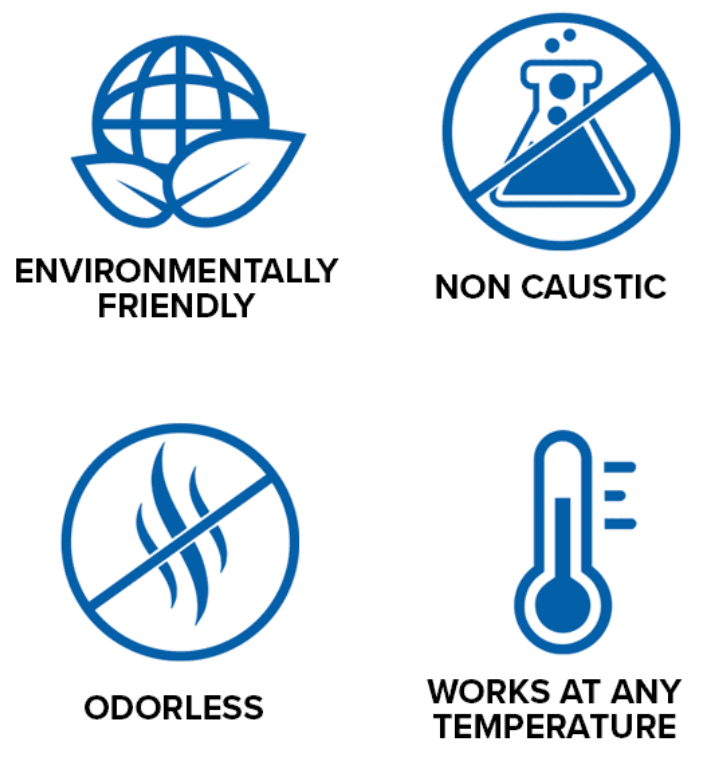 eco-friendly, non-caustic, odorless, any temperature