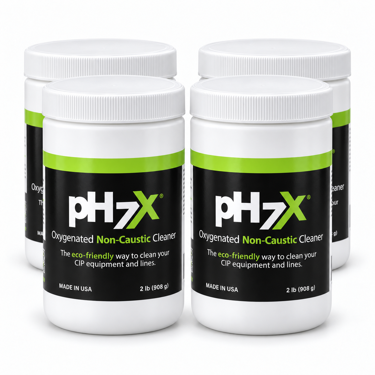 pH7X® — Case of Four 2 lb Jars Studio Photo Case of four 2 lb jars of pH7X® oxygenated non-caustic cleaner
